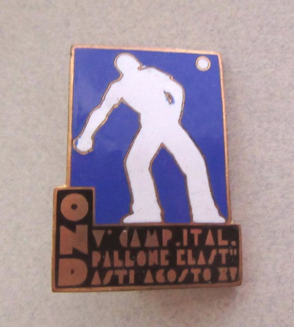 1930's Italian Fascist Pin OND Opera Nazionale Dopolavoro Shot Put Sports Collectibles