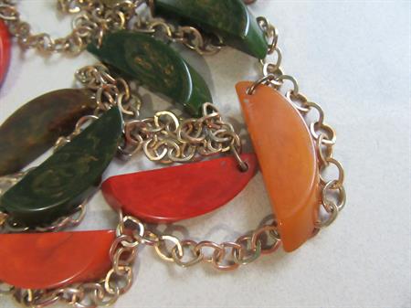Vintage Multi Color Bakelite Chain Necklace 