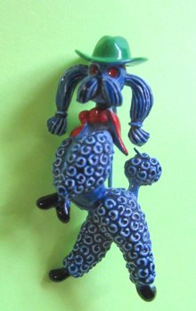 Anthropomorphic French Poodle Pin Signed. JJ Vintage Jewelry