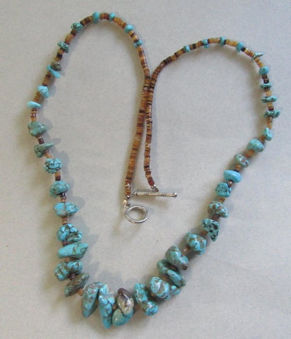 Turquoise ? Genuine Stone Heishe Bead Necklace Vintage Jewelry