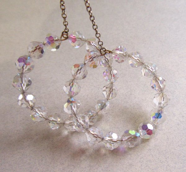 Vintage 1960's Crystal Hoop Pierced Earrings