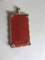 Vintage Carnelian or Jade Stone Chinese Symbol Pendant Serenity ? Gilt Sterling Silver Fine Jewelry