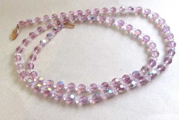 Purple Crystal 30" Long Necklace  Vintage Jewelry