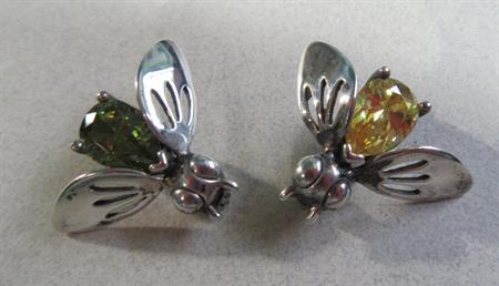 Sterling Silver Bee Pins Set Crystal or Gemstone ? 925 Fine Jewelry 6.4 Grams Figural Pin Save Our Bees!