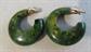 Chunky Bakelite Pierced Earrings Creamed Spinach  Vintage Costume Jewelry