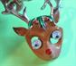 Anthropomorphic Google Eyes Reindeer Articulated  Pin Signed B.J. Googley Eyed  Googly Vintage Costume Jewelry Christmas Holiday Pins