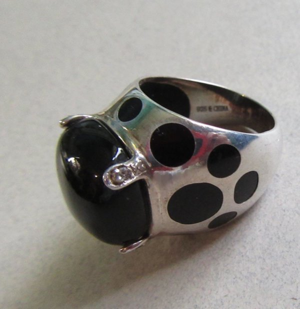 Sterling Silver Onyx Ring Size 7 1/4 Fine Jewelry