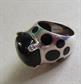 Sterling Silver and Onyx Polka Dot Ring Size 7 1/4 Fine Jewelry 10.7 Grams 925