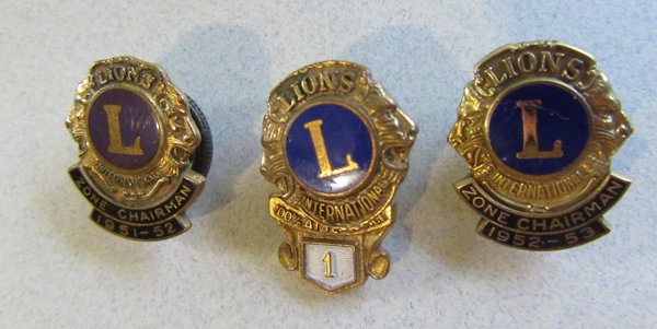 Three Vintage Lions Club Lot 10K Gold Plate Fraternal Collectibles