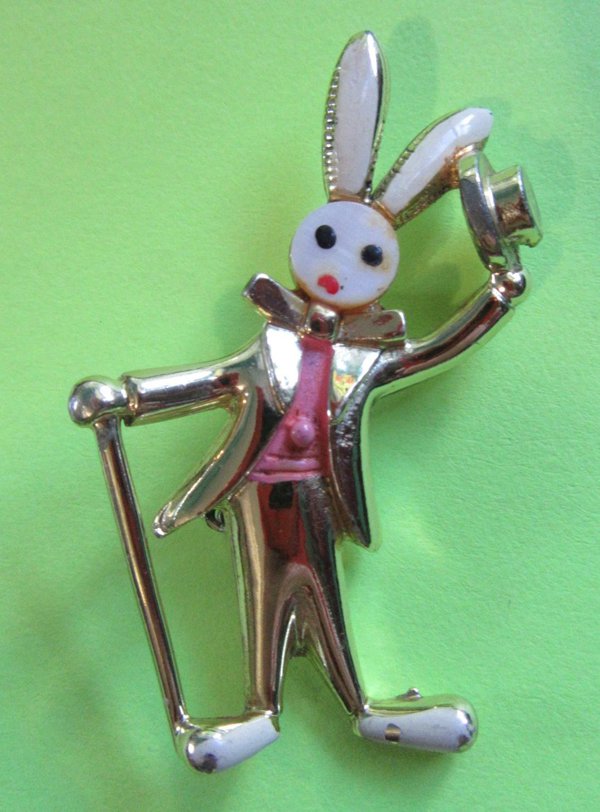 Anthropomorphic Rabbit Pin Vintage Jewelry
