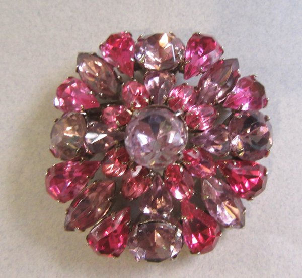 Vintage  Purple and Pink Rhinestone Pin Brooch