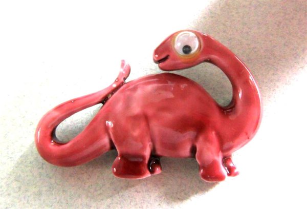Anthropomorphic Dinosaur Pin Google Eyes Vintage Jewelry