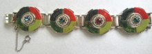 Vintage Bakelite Bracelet Glass Cab Centers For Smaller Wrist