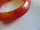 Vintage Bakelite Bangle Bracelet Swirled Flame Blood Orange Costume Jewelry