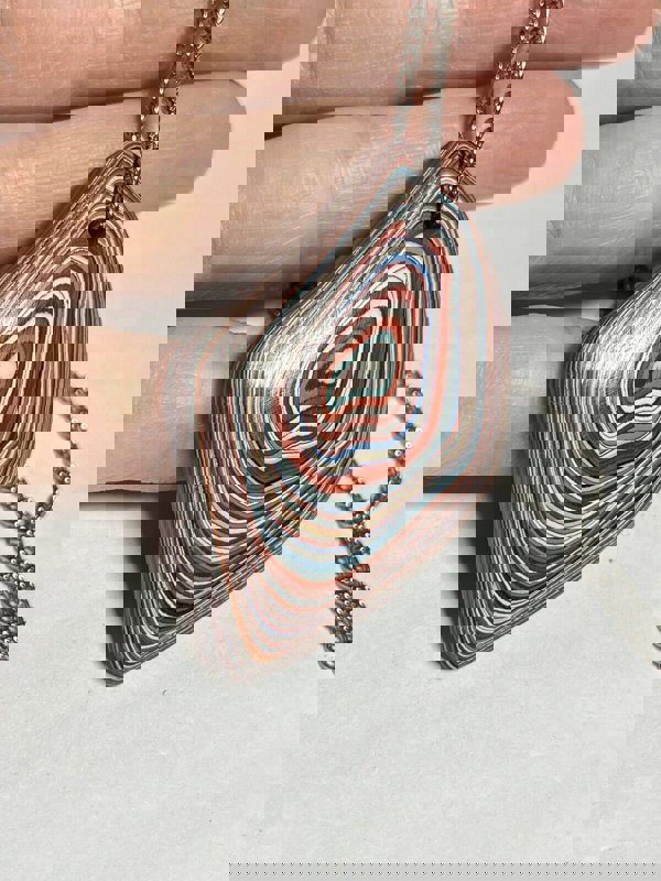 Vintage Fordite Motor Agate Necklace  Petroliana