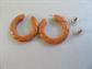 Vintage Carved Bakelite Butterscotch Pierced Hoop Earrings