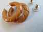 Vintage Carved Bakelite Butterscotch Pierced Hoop Earrings