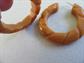 Vintage Carved Bakelite Butterscotch Pierced Hoop Earrings