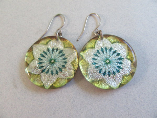 Floral Foil Resin Pierced Earrings 