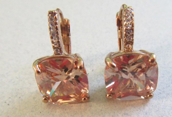 Champagne Crystal Earrings Faux Morganite 