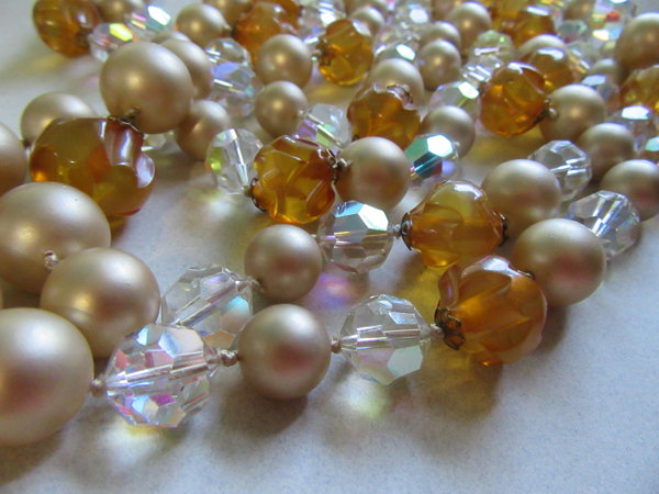 Vintage Bakelite Necklace Crystals Faux Pearls Gorgeous!