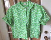 1960's Mod Cotton Daisy Blouse Ladies Vintage Clothing