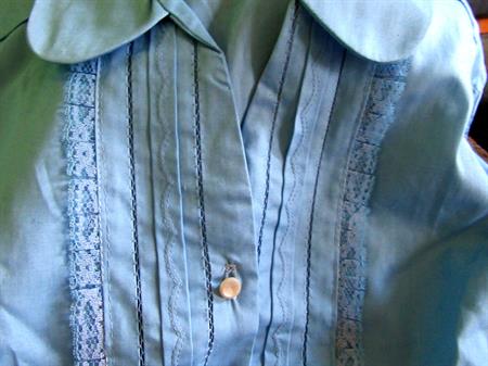 1960's Blue Cotton Blouse Never Worn Ladies Vintage Clothing