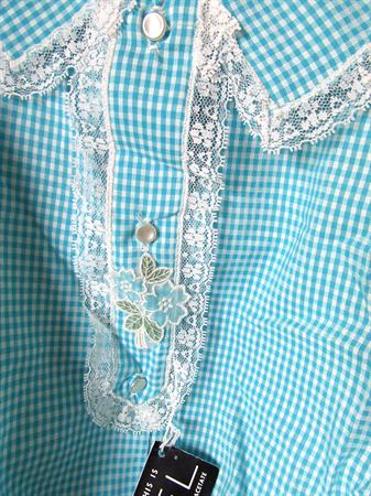 1960's Ladies Blue Cotton Blouse Never Worn Vintage Clothing