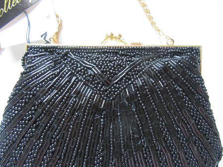 1990's Black Beaded Purse Never Used With Tags