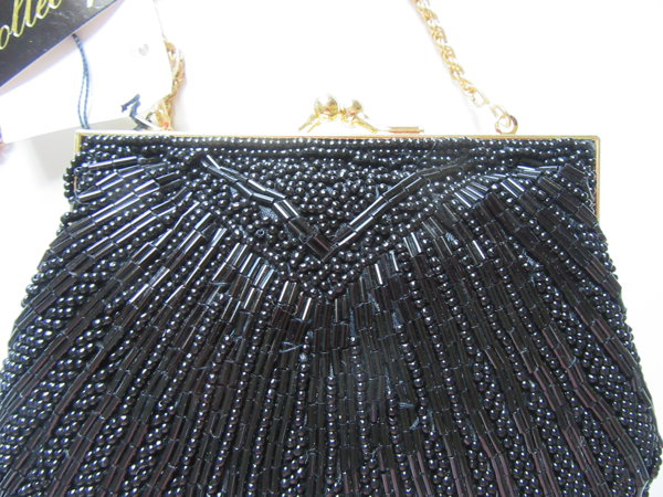 1990's Black Beaded Purse Never Used With Tags