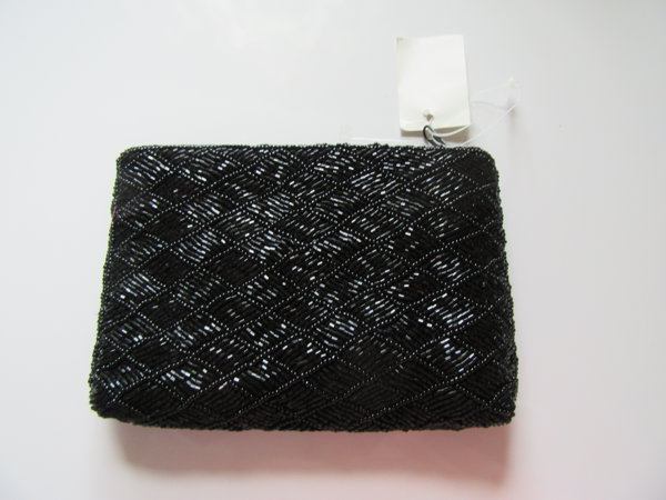 1990's Black Beaded  Purse Never Used Vintage Accessories
