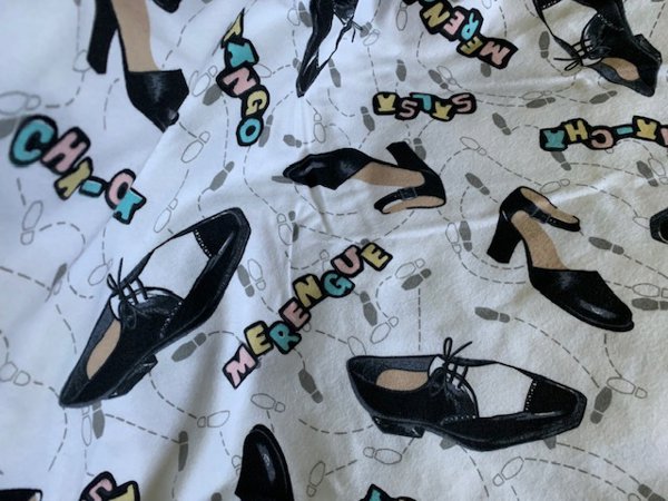 1990's Dance Flannel Fabric Never Used 4 Yards Cha Cha Mambo Dancing Lessons 