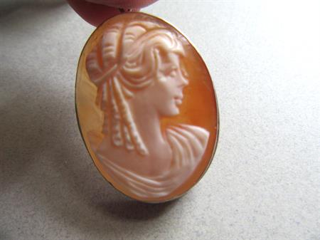 Vintage Carved Shell Cameo Pin With Bail Silver ? 