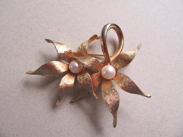 Vintage Marcel Boucher Marboux Genuine Pearl Pin Signed Jewelry 