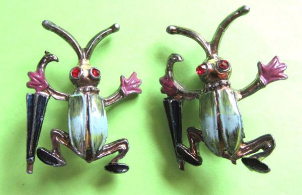 Vintage Anthropomorphic Bug Pin Set 