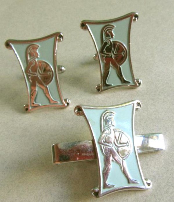 Vintage Swank Cufflinks Set Roman Soldier Men's Jewelry 