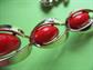 Vintage Bakelite Mid Century Modern Red Bracelet Earrings Set Charel Mid Century Modern MCM Signed Costume Jewelry