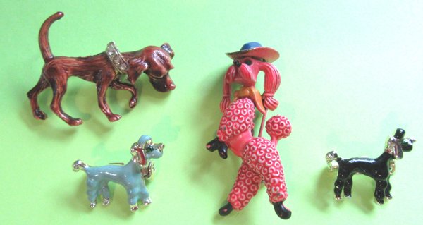 Vintage Dog Pin Lot  Articulated JJ Jonette Cowboy Scatter Pins Costume Jewelry