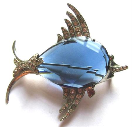 1940's Sterling Silver Pin Angel Fish Fine Jewelry Figural