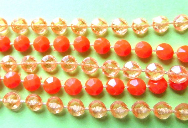 1960's Mod Orange Necklace Set Multi Strand Vintage Jewelry