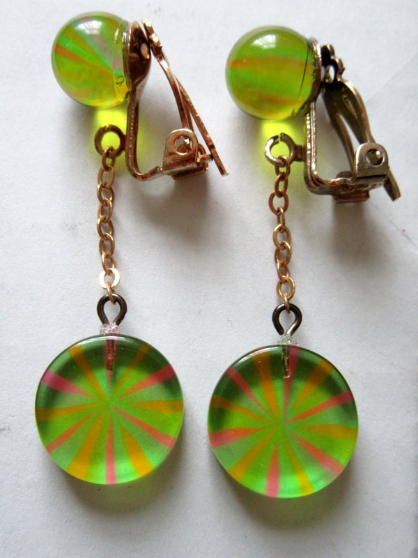 Mod 1960's Lucite Earrings Vintage Jewelry 
