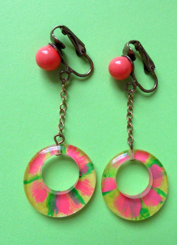 Mod 1960's Lucite Earrings Vintage Jewelry