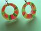 Mod 1960's Lucite Hand Painted Hoop Earrings Clip On Vintage Costume Jewelry