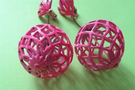 Mod 1960's Hot Pink Earrings Vintage Jewelry 