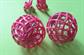 Mod 1960's Hot Pink Ball Cage Clip On Earrings Vintage Costume Jewelry Twiggy Go Go