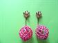 Mod 1960's Hot Pink Ball Cage Clip On Earrings Vintage Costume Jewelry Twiggy Go Go