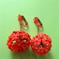 Mod 1960's Hot Orange Metal Floral Clip On Earrings Vintage Costume Jewelry Twiggy Go Go