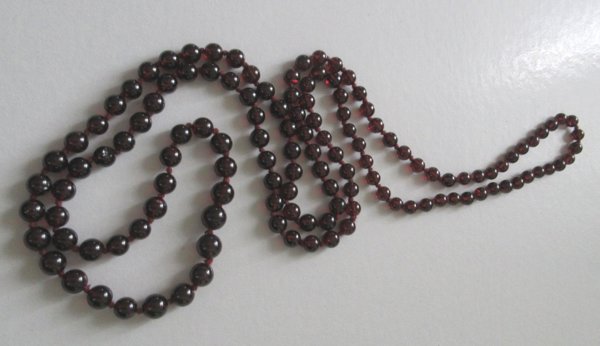 Genuine Garnet Beads Necklace Hand Knotted 42" Gemstone 