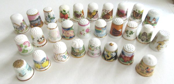 Large 28 Vintage Thimbles Collection 