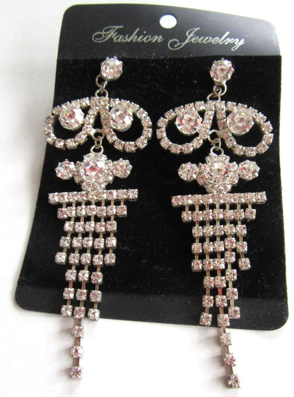 Art Deco Style Rhinestone Earrings 